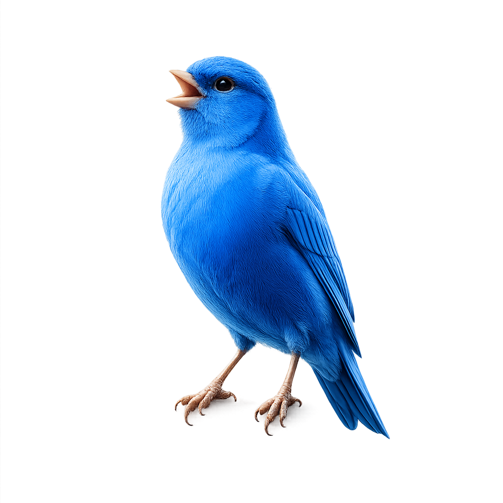 Canario azul de Canaritech representando la detección temprana de oportunidades científicas.